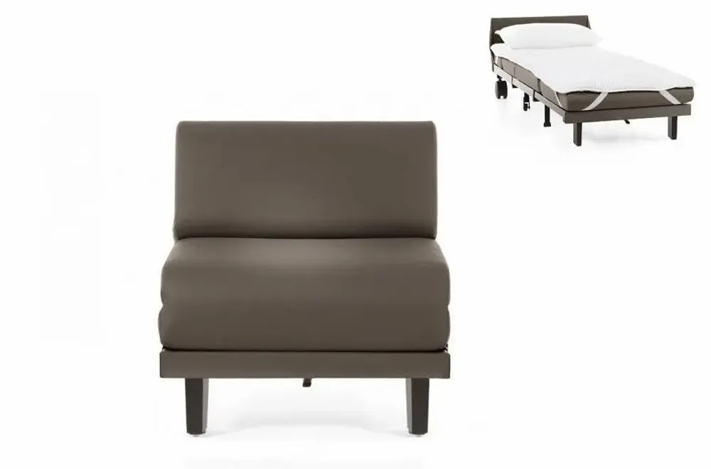 Armchairs - French 1-seater armchair ROLLER 80 SMALL without armrests : Colour - LEATHER - Grey 0819 - LIKOOLIS