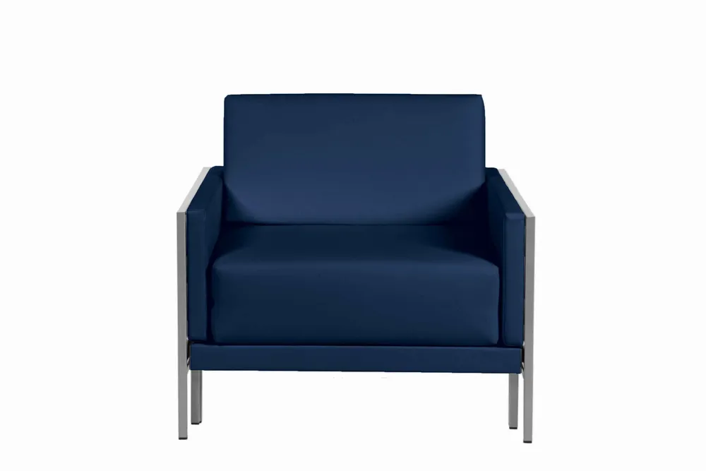 Armchairs - 80 x 80 Square French Armchair Bed in Artificial Leather with Fixed Armrests: Colour - Artificial-Leather / WHITE - Combi - WHITE - LIKOOLIS