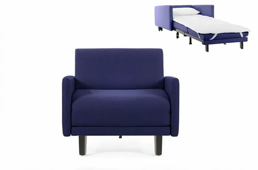 Armchairs - 1-seater French armchair bed ROLLER 80 LARGE removable armrests: Colour - Artificial-leather / WHITE - Combi - WHITE - LIKOOLIS