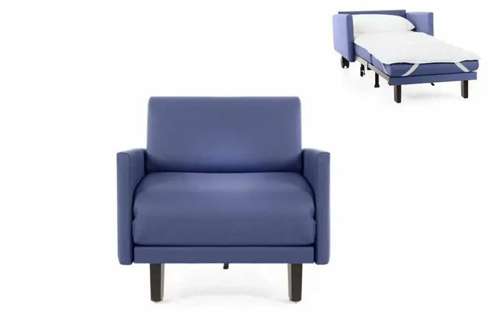 Armchairs - 1-seater French armchair bed ROLLER 80 LARGE removable armrests: Colour - Artificial-leather / WHITE - Combi - WHITE - LIKOOLIS