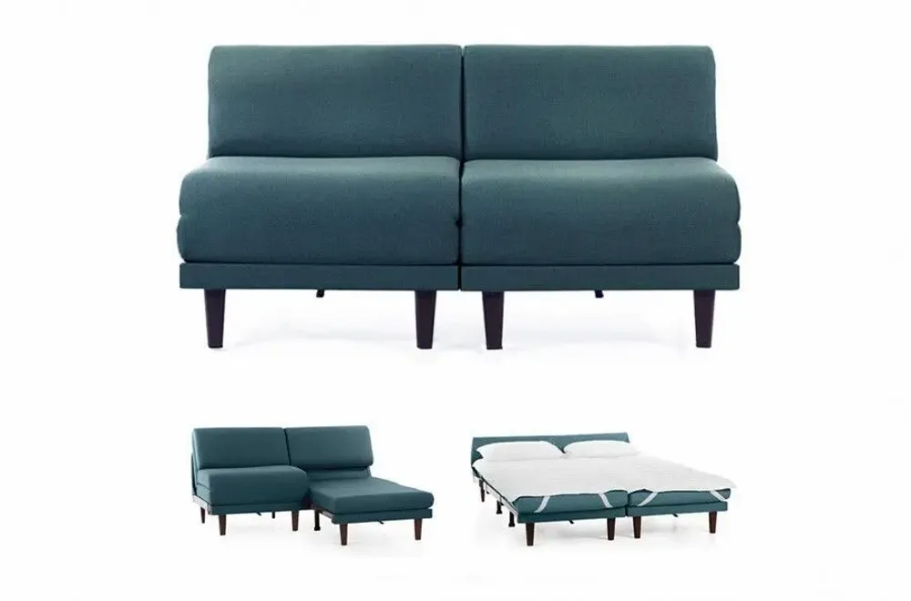 Fauteuils - Canapé convertible Français 2places PACHA DUO 140 SMALL sans accoudoirs : Coloris - Tissu / VERT AQUAMA - Filo - Vert - LIKOOLIS