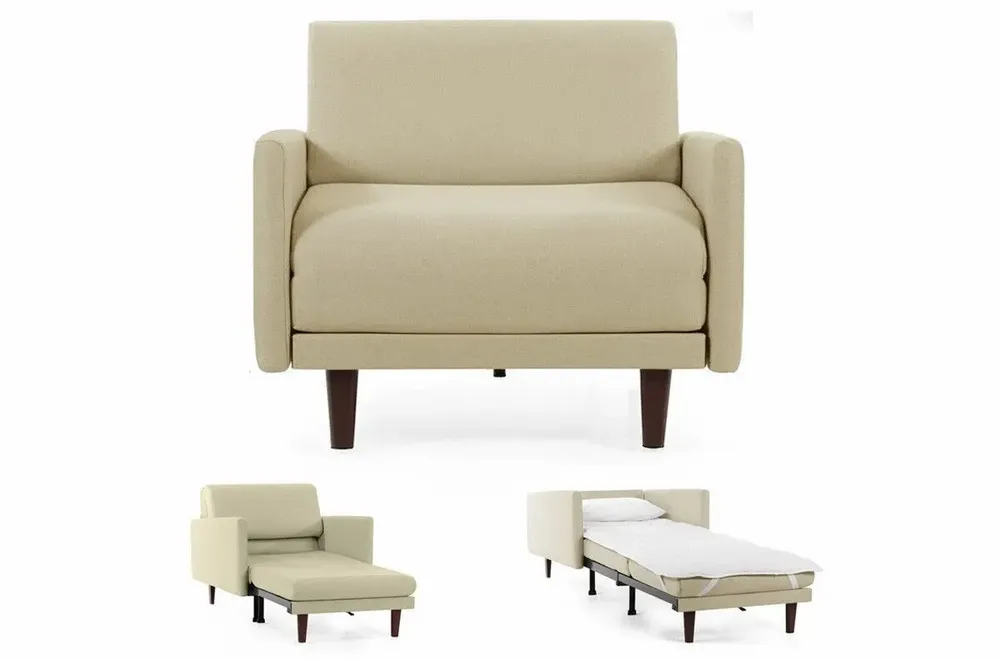 Armchairs - PACHA 80 LARGE 1-seater French armchair bed with removable armrests: Colour - Fabric / SHELL - Filo - Marfil - LIKOOLIS