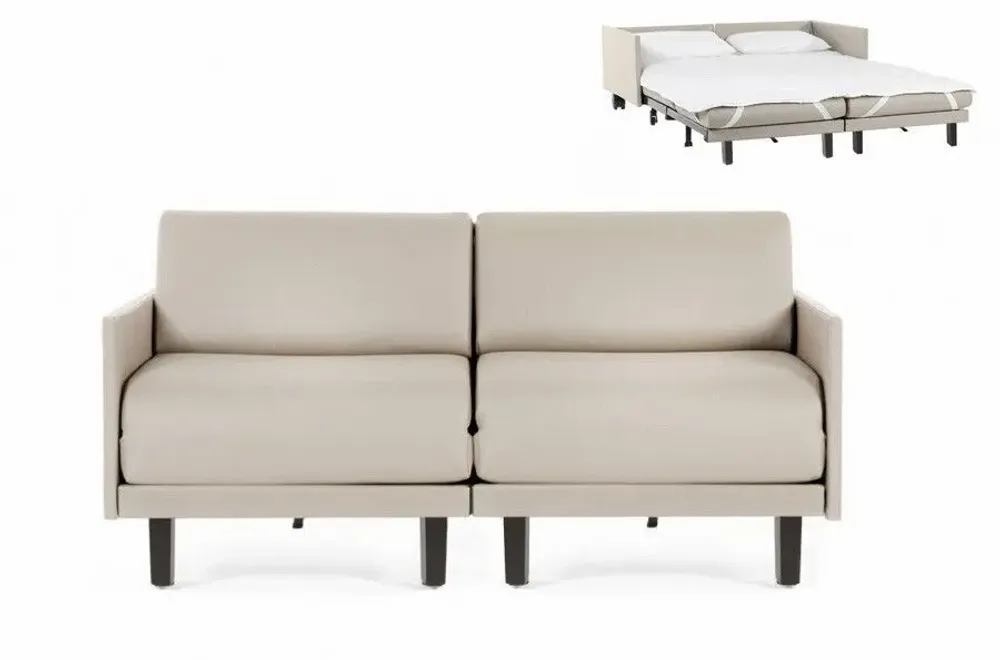 Fauteuils - Canapé lit Français 2Places ROLLER DUO 140 MEDIUM accoudoirs amovibles : Coloris - CUIR - Orange 0837 - LIKOOLIS