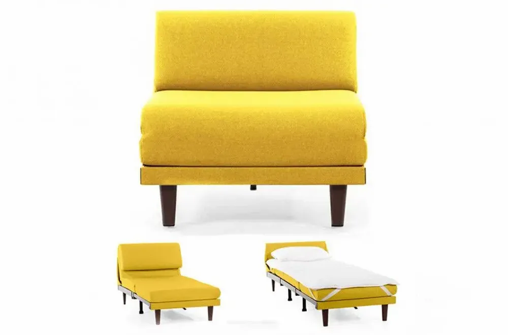 Armchairs - French 1-seater armchair bed PACHA 80 SMALL without armrests : Colour - Fabric / MUSTARD YELLOW - Filo - Yellow - LIKOOLIS