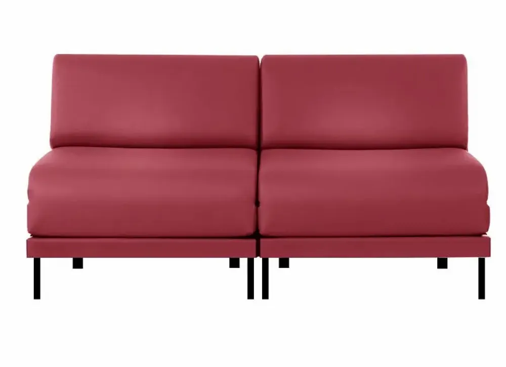 Fauteuils - Canapé lit Français 2 places Design BOSS DUO 140 SMALL sans accoudoirs : Coloris - CUIR - Rouge 0841 - LIKOOLIS