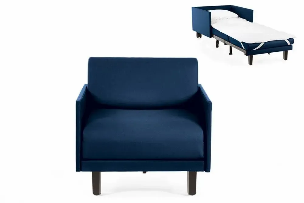 Fauteuils - Fauteuil lit Français 1 Place ROLLER 70 MEDIUM accoudoirs amovibles : Coloris - Cuir-artificiel / MARINE - Combi - BLEU FONCé - LIKOOLIS