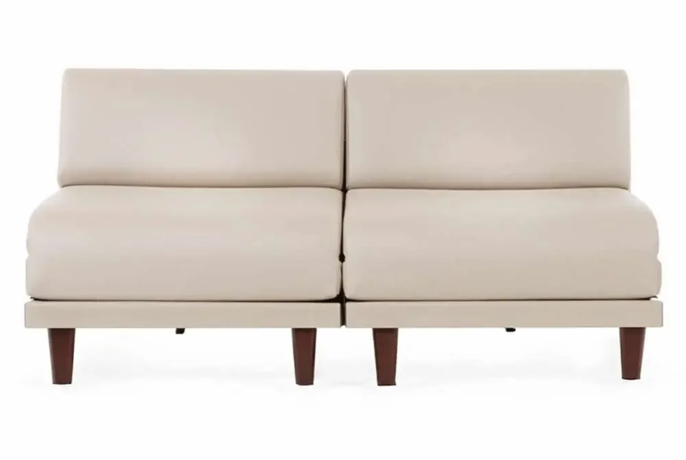 Fauteuils - Canapé convertible Français 2places PACHA DUO 160 SMALL sans accoudoirs : Coloris - CUIR - Gris 0819 - LIKOOLIS