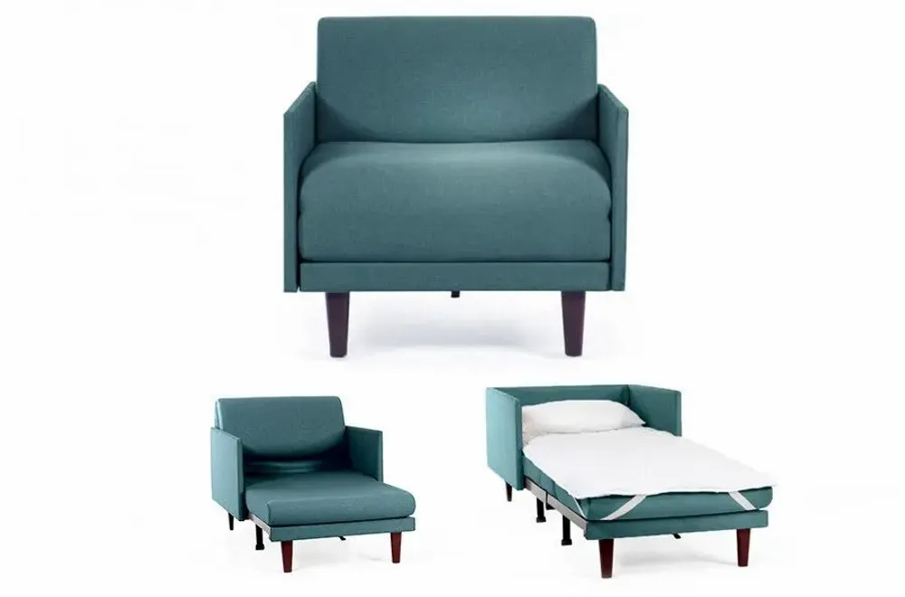 Armchairs - PACHA 70 MEDIUM 1-seater French armchair bed with removable armrests: Colour - Fabric / AQUAMA GREEN - Filo - Green - LIKOOLIS