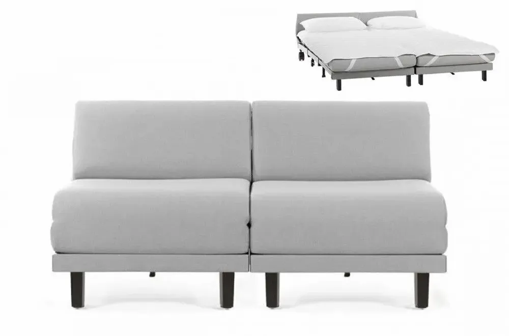 Armchairs - French 2/3 Seater Sofa Bed ROLLER DUO 160 SMALL without armrests : Colors - Fabric / BURN - Filo - Marfil - LIKOOLIS