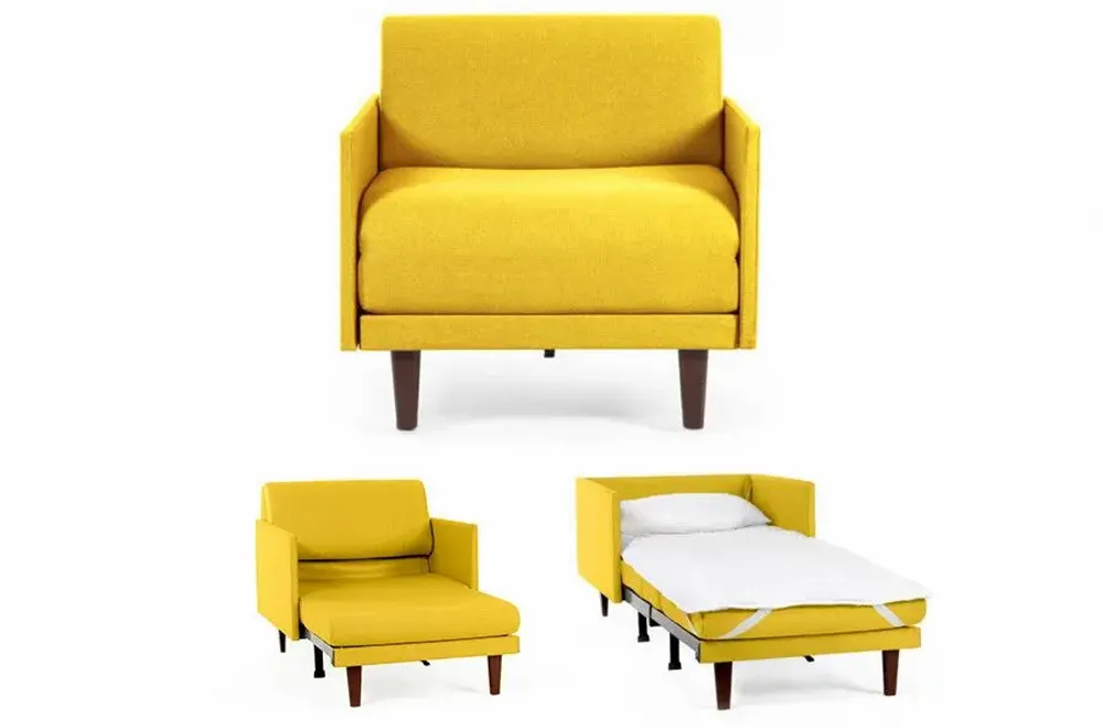 Fauteuils - Fauteuil lit Français 1 Place PACHA 80 MEDIUM accoudoirs amovibles : Coloris - Tissu / JAUNE MOUTARDE - Filo - Yellow - LIKOOLIS