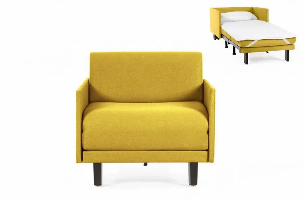 Armchairs - French 1-seater armchair bed ROLLER 80 MEDIUM removable armrests : Colour - Fabric / MUSTARD YELLOW - Filo - Yellow - LIKOOLIS