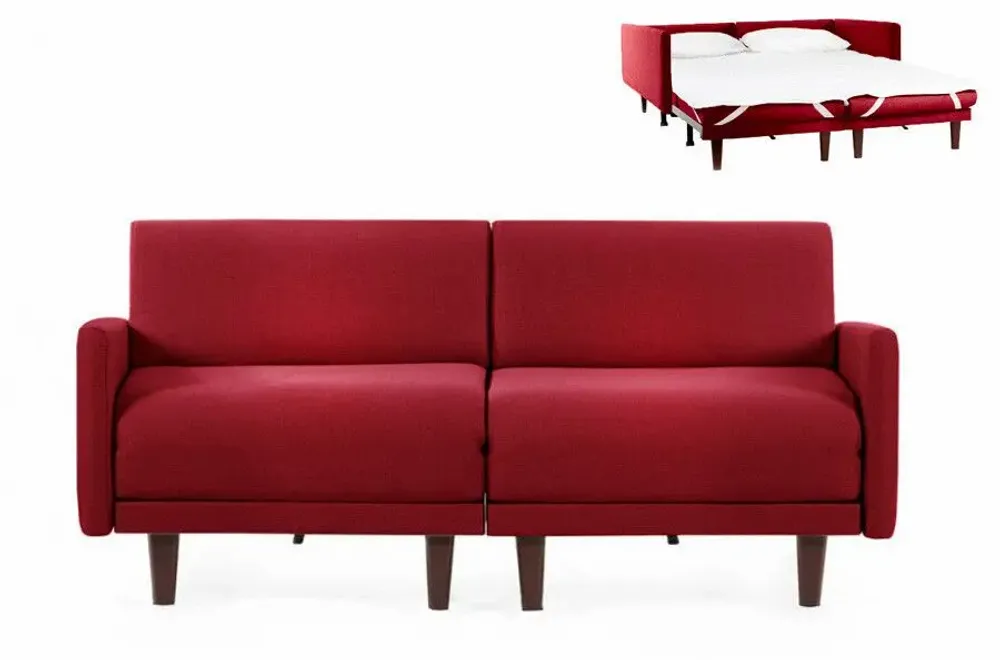 Armchairs - French sofa bed 2/3 seater PACHA DUO 140 LARGE removable armrests : Colour - LEATHER - Taupe brown 0813 - LIKOOLIS