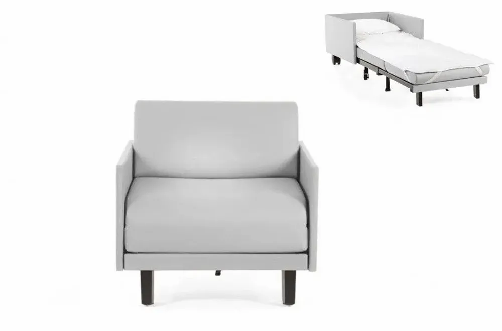 Fauteuils - Fauteuil lit Français 1 Place ROLLER 80 MEDIUM accoudoirs amovibles : Coloris - Cuir-artificiel / GRIS CLAIR - COMBI - PIERRE - LIKOOLIS