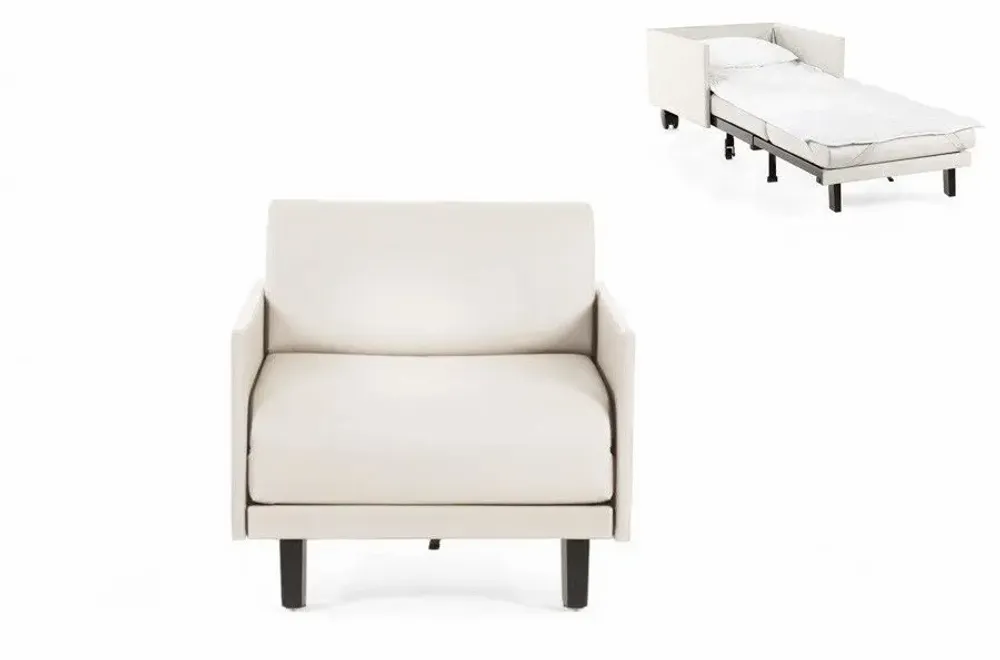 Fauteuils - Fauteuil lit Français 1 Place ROLLER 80 MEDIUM accoudoirs amovibles : Coloris - Cuir-artificiel / GRIS CLAIR - COMBI - PIERRE - LIKOOLIS