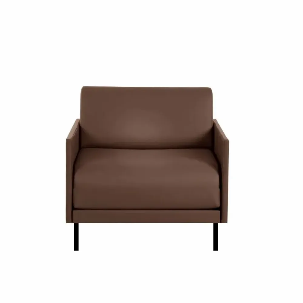Armchairs - French 1-seater armchair bed BOSS 80 MEDIUM with removable armrests: Colour - LEATHER - Taupe brown 0813 - LIKOOLIS