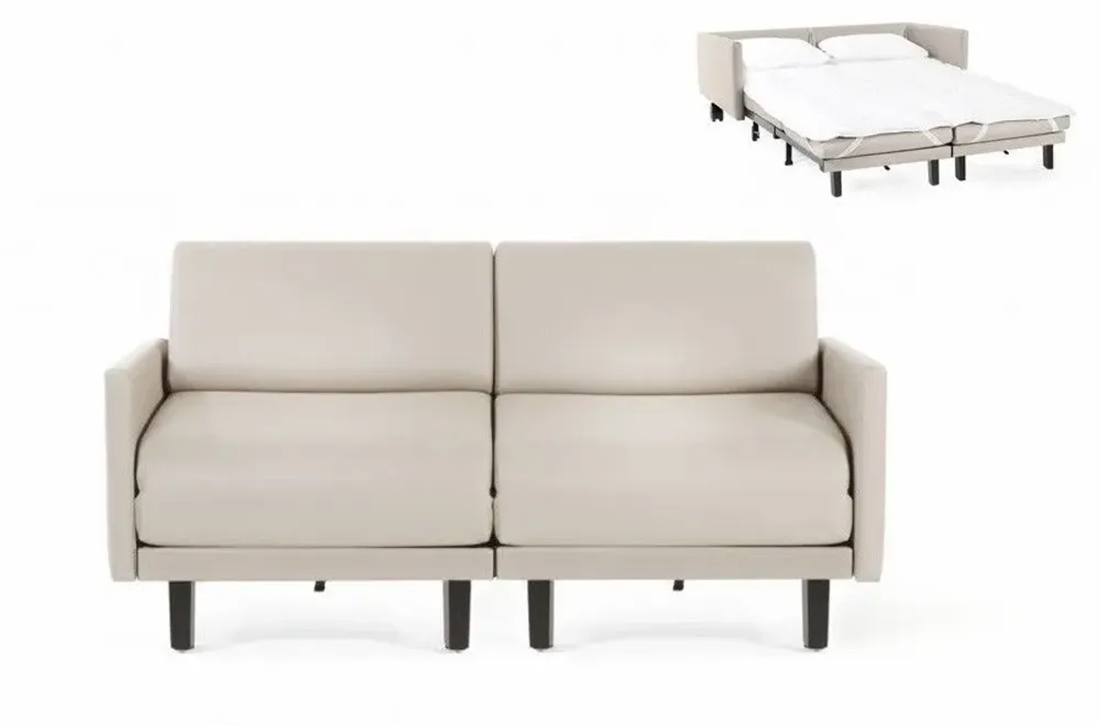 Fauteuils - Canapé lit Français 2 Places ROLLER DUO 140 LARGE accoudoirs amovibles : Coloris - Tissu / MARRON CHINé - Filo - Taupe - LIKOOLIS