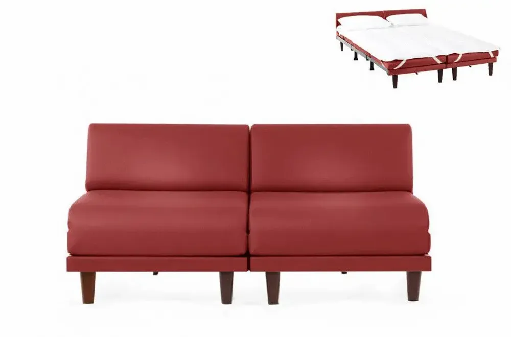 Fauteuils - Canapé convertible Français 2places PACHA DUO 160 SMALL sans accoudoirs : Coloris - Cuir-artificiel / BLANC - Combi - BLANC - LIKOOLIS