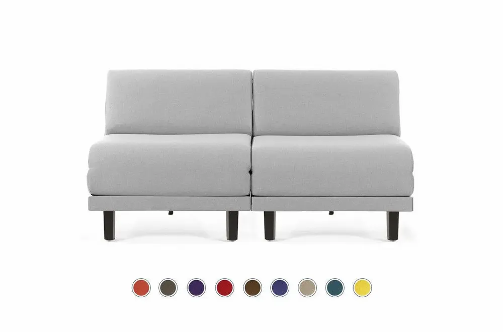 Fauteuils - Canapé lit Français 2 Places ROLLER DUO 140 SMALL sans accoudoirs : Coloris - Cuir-artificiel / BLANC - Combi - BLANC - LIKOOLIS