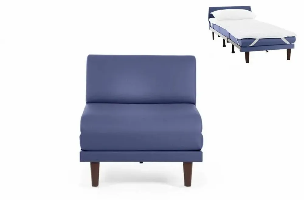 Armchairs - PACHA 70 SMALL 1-seater French armchair bed without armrests: Colour - Fabric / NAVY BLUE - Filo - Blue - LIKOOLIS