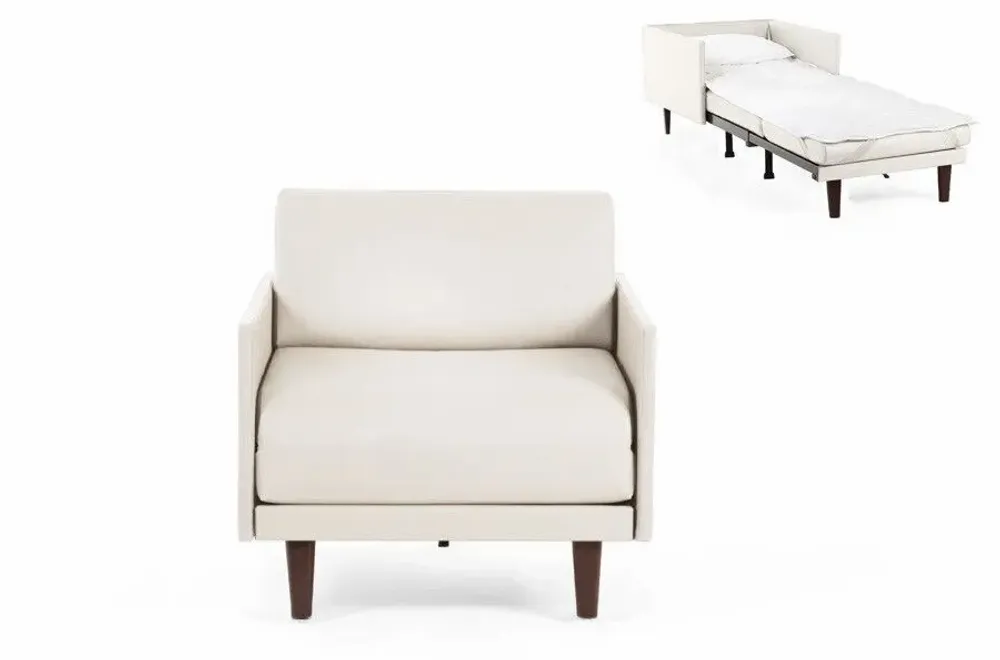 Fauteuils - Fauteuil lit Français 1 place PACHA 70 MEDIUM accoudoirs amovibles : Coloris - CUIR - Blanc 010 - LIKOOLIS