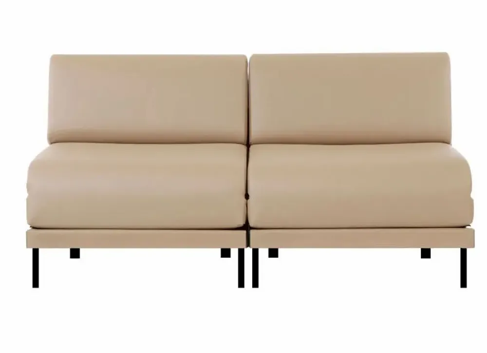 Armchairs - Design BOSS DUO 140 SMALL 2-seater French sofa bed without armrests : Colour - LEATHER - Putty Beige 0809 - LIKOOLIS