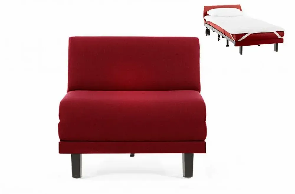 Armchairs - French 1-seater sofa chair ROLLER 70 SMALL without armrests : Colour - LEATHER - Red 0841 - LIKOOLIS