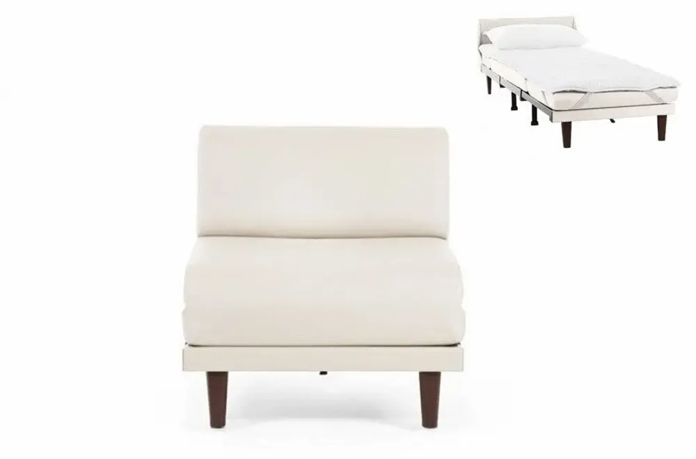 Fauteuils - Fauteuil lit Français 1 Place PACHA 80 SMALL sans accoudoirs : Coloris - CUIR - Taupe marron 0813 - LIKOOLIS