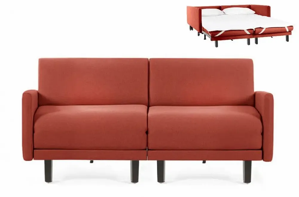 Fauteuils - Canapé lit Français 2/3Places ROLLER DUO 160 LARGE accoudoirs amovibles : Coloris - CUIR - Rouge 0841 - LIKOOLIS