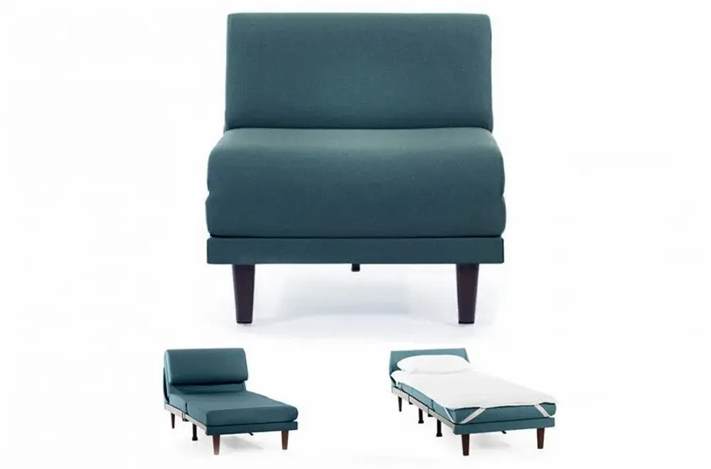 Armchairs - PACHA 70 SMALL 1-seater French armchair bed without armrests: Colour - Fabric / AQUAMA GREEN - Filo - Green - LIKOOLIS