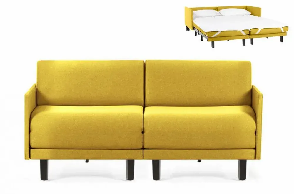 Armchairs - French sofa bed 2Seater ROLLER DUO 160 MEDIUM removable armrests : Colour - Fabric / MUSTARD YELLOW - Filo - Yellow - LIKOOLIS