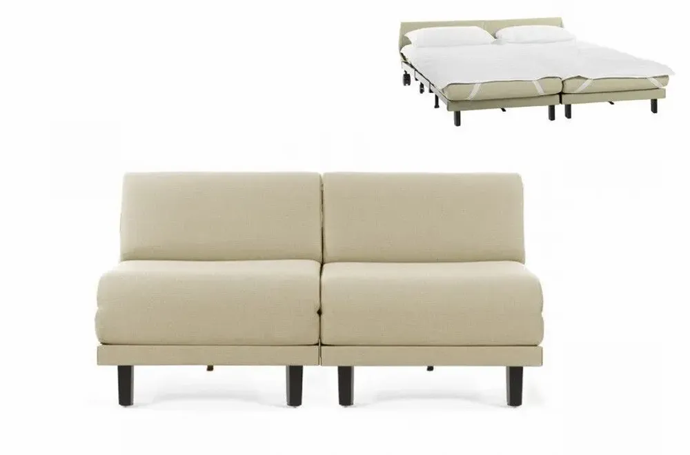 Armchairs - French 2-Seater Sofa Bed ROLLER DUO 140 SMALL without armrests : Colors - Fabric / CASE - Filo - Marfil - LIKOOLIS