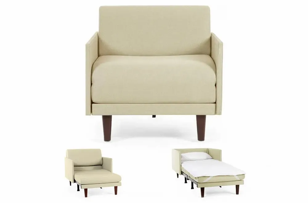 Fauteuils - Fauteuil lit Français 1 place PACHA 70 MEDIUM accoudoirs amovibles : Coloris - Tissu / éCRU - Filo - Marfil - LIKOOLIS