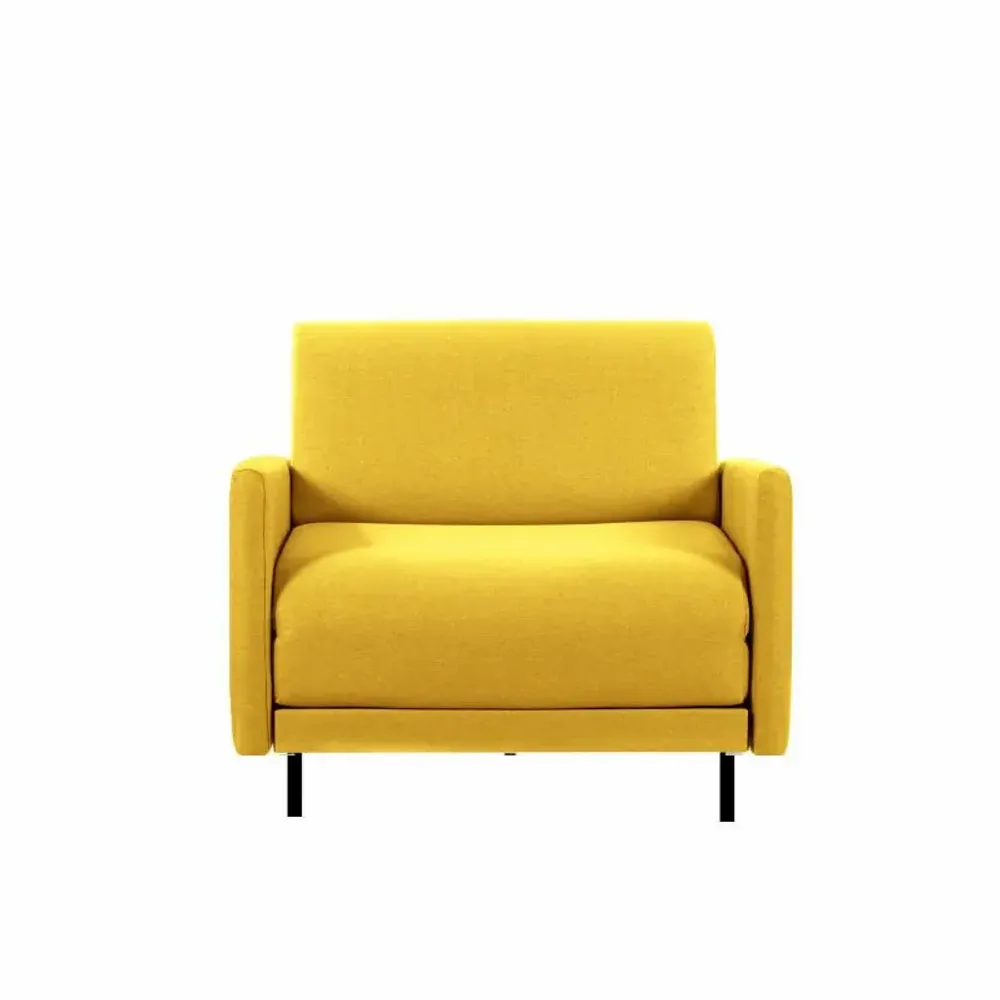 Fauteuils - Fauteuil lit Français 1 Place BOSS 70 LARGE accoudoirs amovibles : Coloris - Tissu / JAUNE MOUTARDE - Filo - Yellow - LIKOOLIS