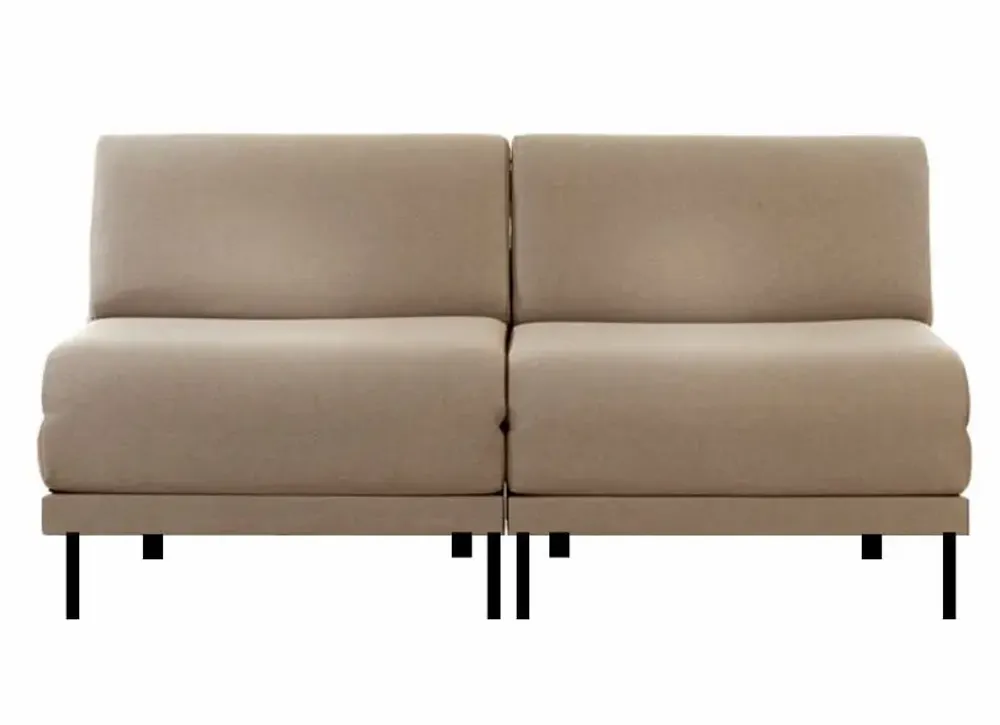 Armchairs - French 2-Seater Sofa Bed BOSS DUO 160 SMALL without armrests : Colour - LEATHER - Putty Beige 0809 - LIKOOLIS