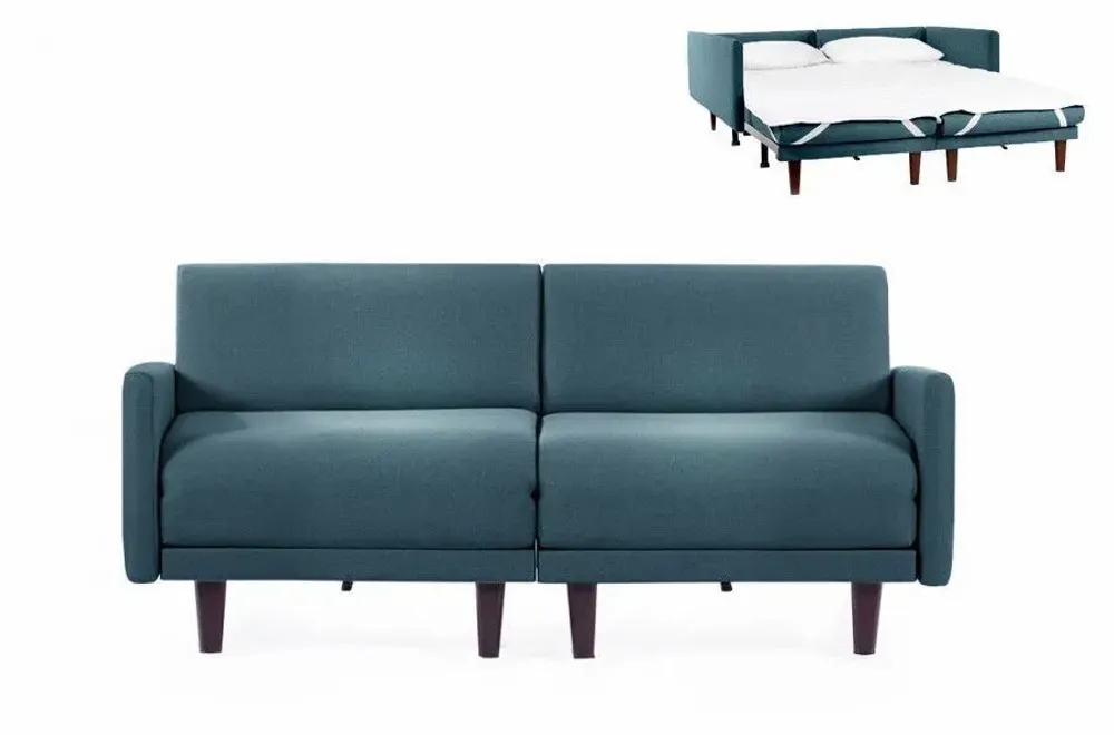 Armchairs - French sofa bed 2/3 seater PACHA DUO 140 LARGE removable armrests : Colour - Fabric / AQUAMA GREEN - Filo - Green - LIKOOLIS