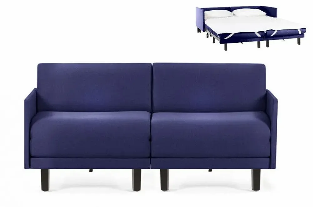 Armchairs - French sofa bed 2 seater ROLLER DUO 160 MEDIUM removable armrests : Colour - Fabric / AQUAMA GREEN - Filo - Green - LIKOOLIS