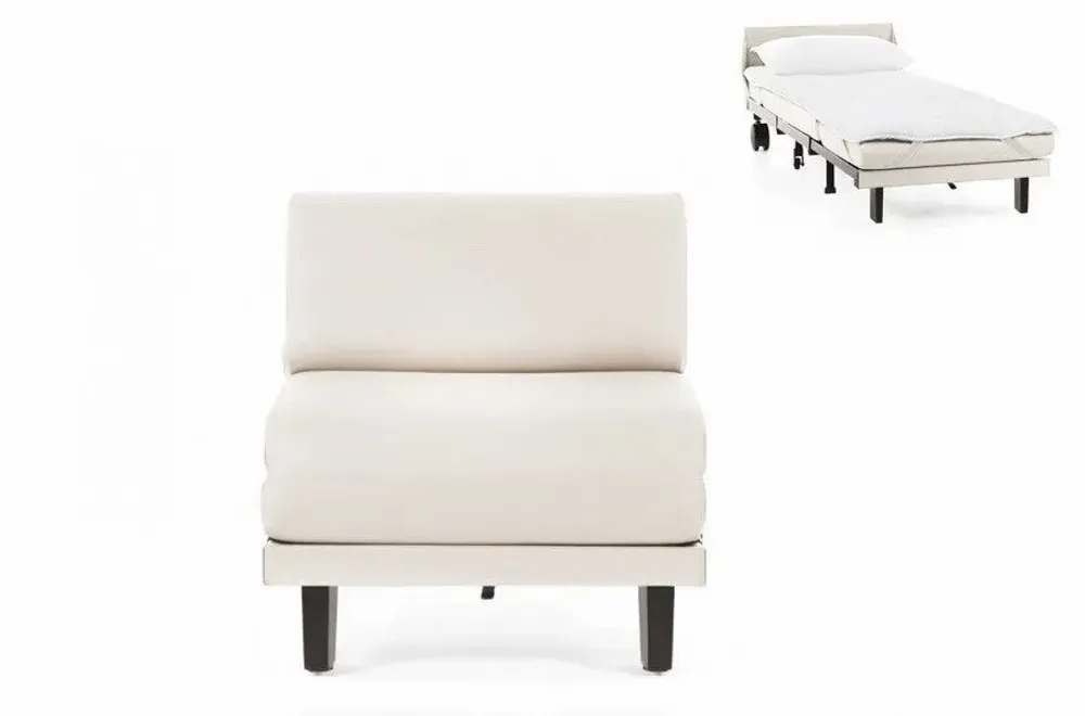 Armchairs - French 1-seater sofa bed ROLLER 70 SMALL without armrests: Colour - LEATHER - Blue 0857 - LIKOOLIS