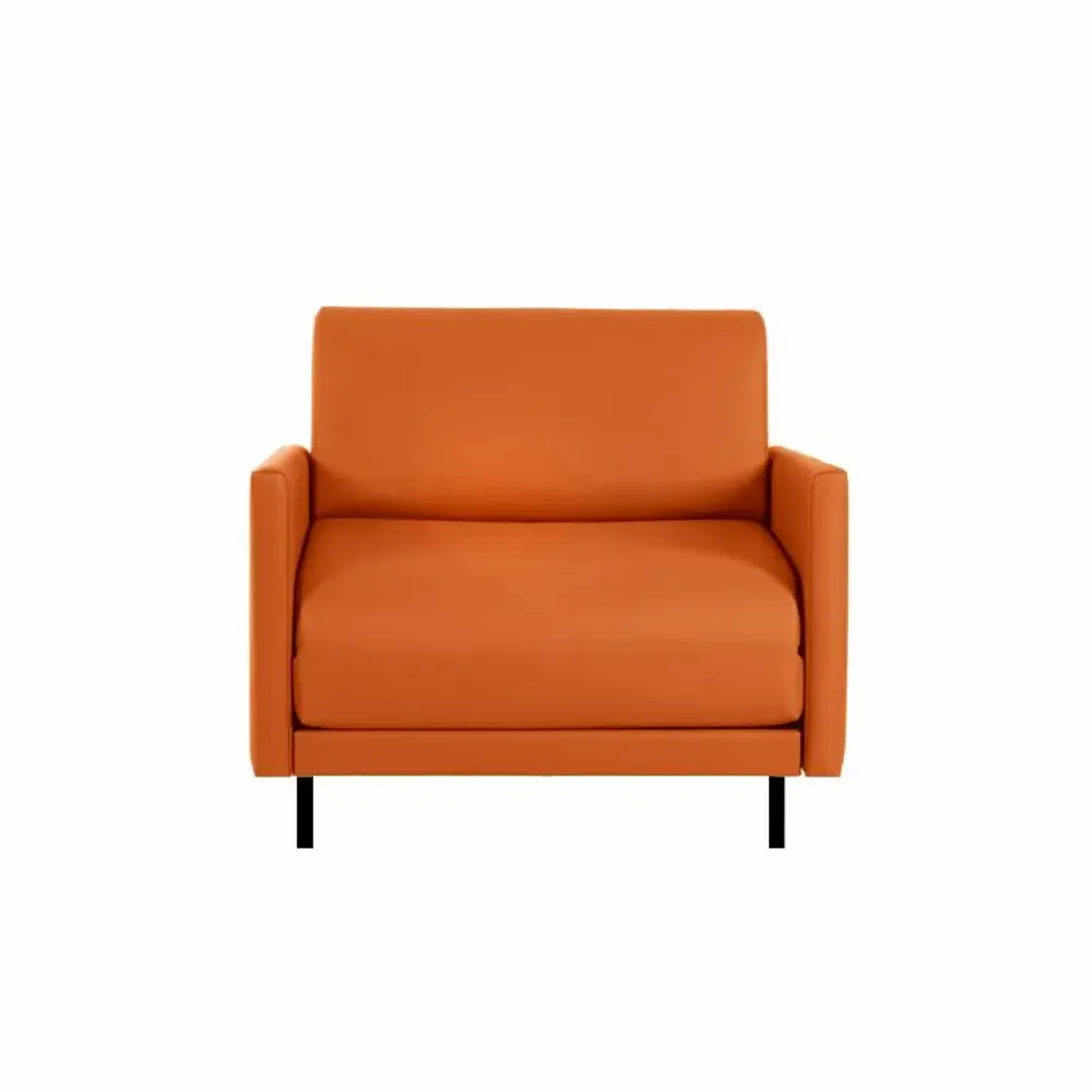 Armchairs - French 1-seater armchair bed BOSS 80 LARGE removable and reversible armrests: Colors - LEATHER - Orange 0837 - LIKOOLIS