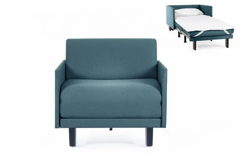 Fauteuils - Fauteuil lit Français 1 Place ROLLER 70 MEDIUM accoudoirs amovibles : Coloris - Tissu / VERT AQUAMA - Filo - Vert - LIKOOLIS