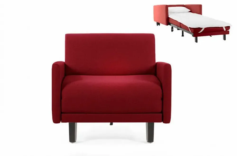 Armchairs - 1-seater French armchair bed ROLLER 80 LARGE removable armrests : Colour - LEATHER - Orange 0837 - LIKOOLIS