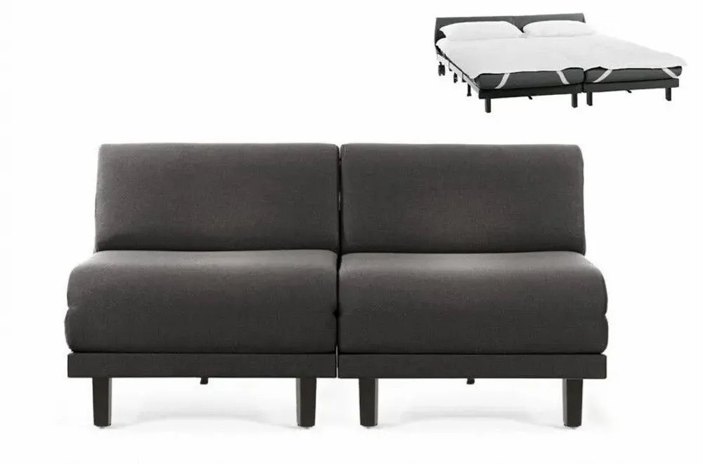 Fauteuils - Canapé lit Français 2/3 Places ROLLER DUO 160 SMALL sans accoudoirs : Coloris - CUIR - Taupe marron 0813 - LIKOOLIS