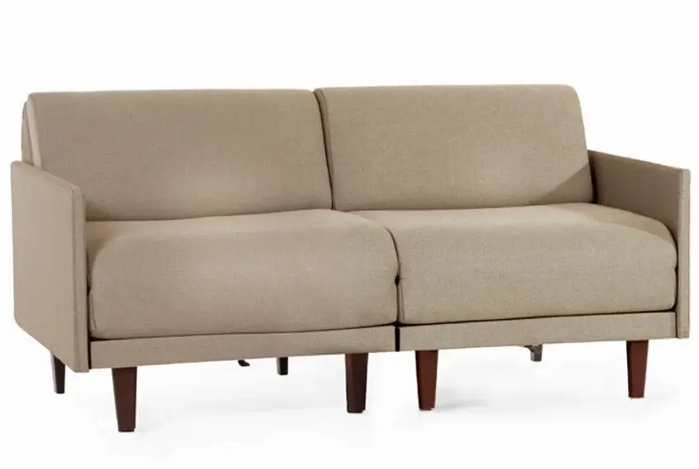 Fauteuils - Canapé lit Français 2 places PACHA DUO 160 MEDIUM accoudoirs amovibles : Coloris - CUIR - Beige Mastic 0809 - LIKOOLIS