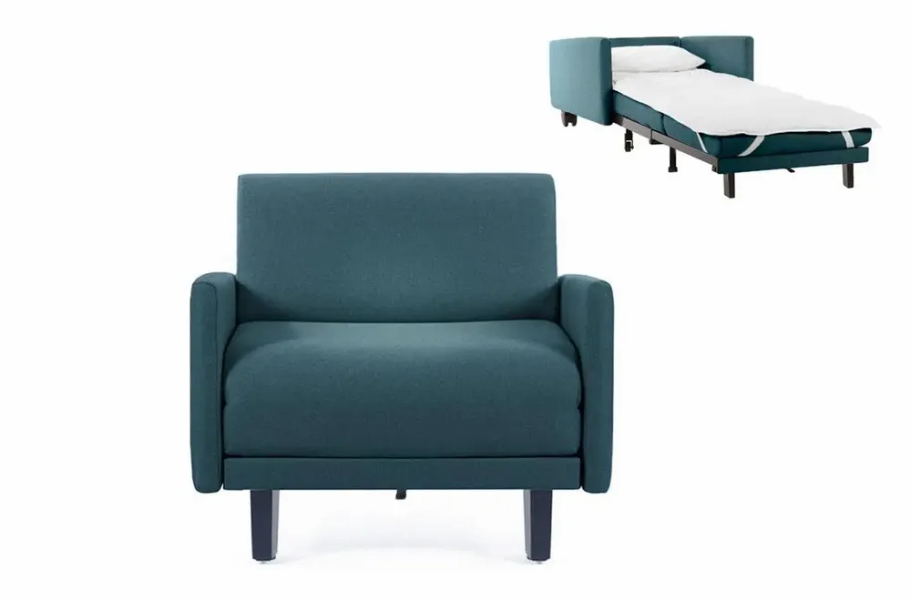 Fauteuils - Fauteuil lit Français 1 Place ROLLER 80 LARGE accoudoirs amovibles : Coloris - Tissu / VERT AQUAMA - Filo - Vert - LIKOOLIS