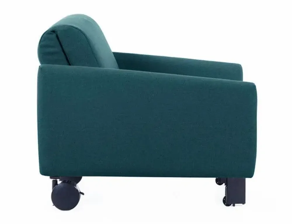 Fauteuils - Fauteuil lit Français 1 Place ROLLER 80 LARGE accoudoirs amovibles : Coloris - Tissu / VERT AQUAMA - Filo - Vert - LIKOOLIS