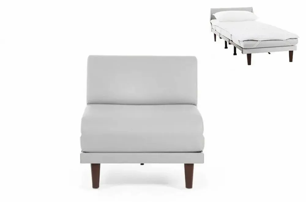 Fauteuils - Fauteuil lit Français 1 Place PACHA 70 SMALL sans accoudoirs : Coloris - Cuir-artificiel / GRIS CLAIR - COMBI - PIERRE - LIKOOLIS