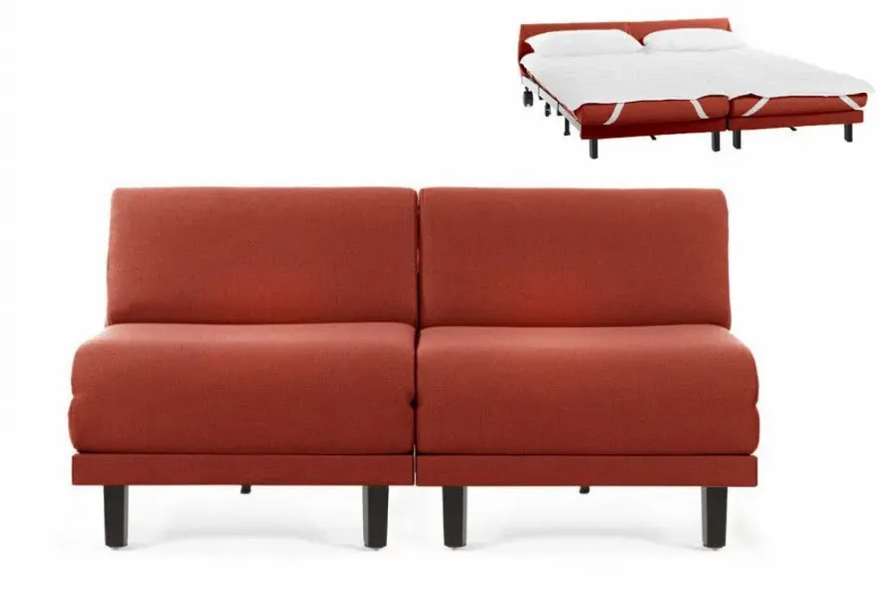 Fauteuils - Canapé lit Français 2 Places ROLLER DUO 140 SMALL sans accoudoirs : Coloris - Velours Brunei / 33 - BLEU CANARD - LIKOOLIS