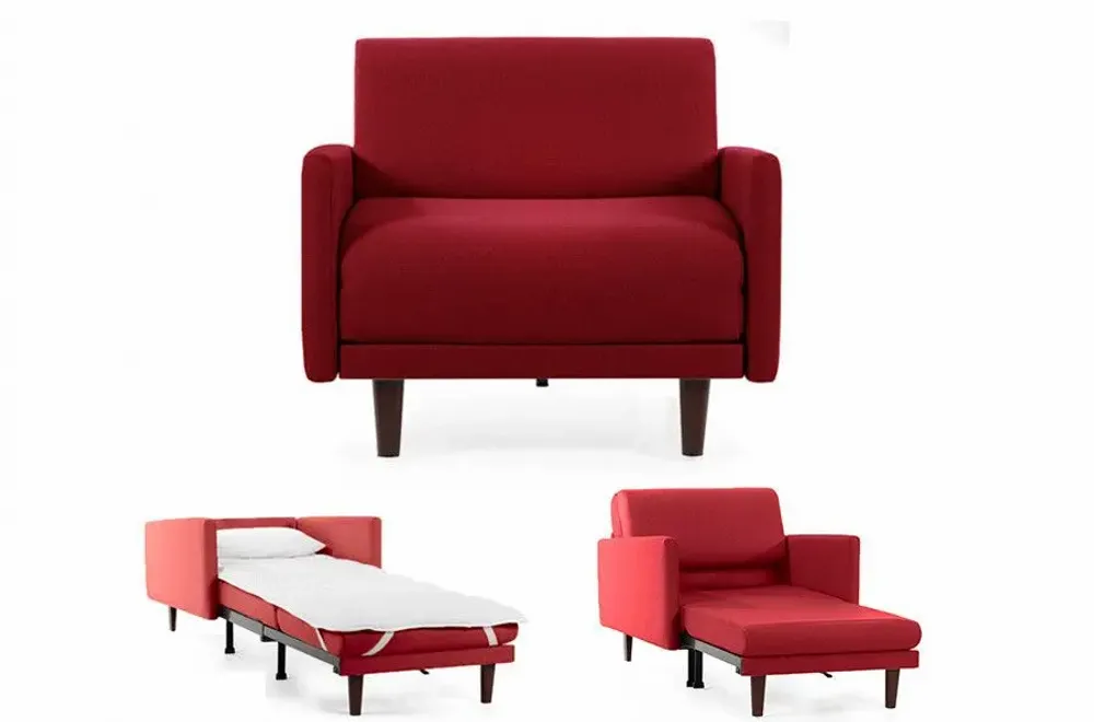 Fauteuils - Fauteuil lit Français 1 Place PACHA 80 LARGE accoudoirs amovibles : Coloris - CUIR - Orange 0837 - LIKOOLIS