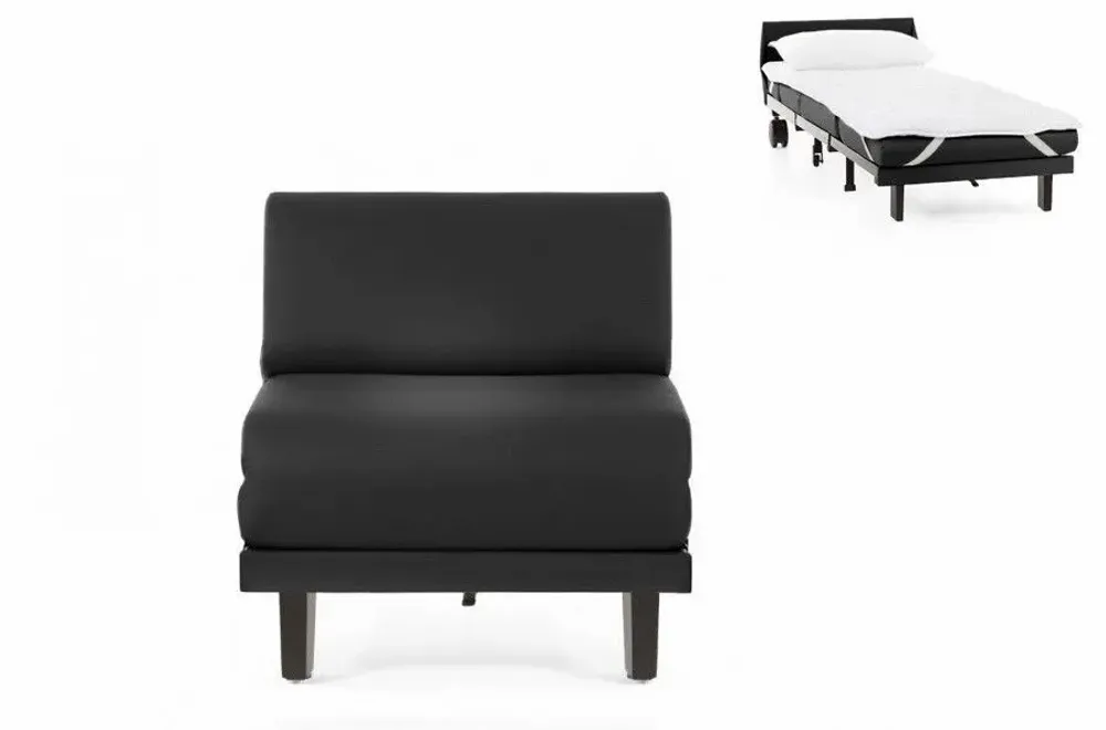 Armchairs - French 1-seater sofa bed ROLLER 70 SMALL without armrests: Colour - Artificial-leather / BLACK - COMBI - BLACK - LIKOOLIS