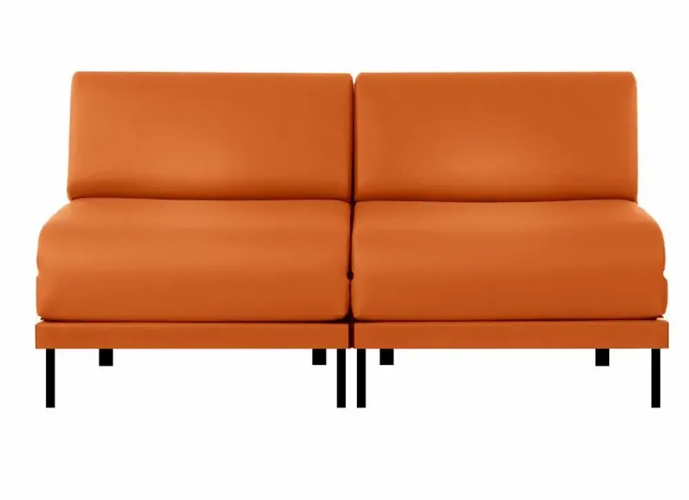 Armchairs - Design BOSS DUO 140 SMALL 2-seater French sofa bed without armrests : Colour - LEATHER - Orange 0837 - LIKOOLIS
