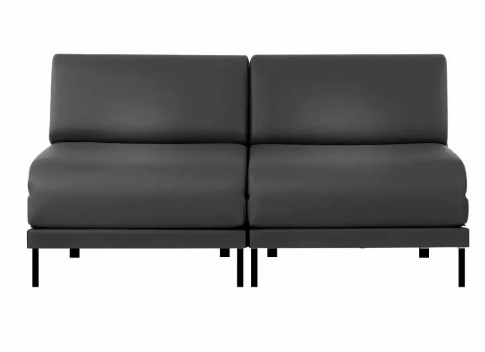 Armchairs - French 2-seater sofa bed BOSS DUO 160 SMALL without armrests : Colour - LEATHER - Blue 0857 - LIKOOLIS